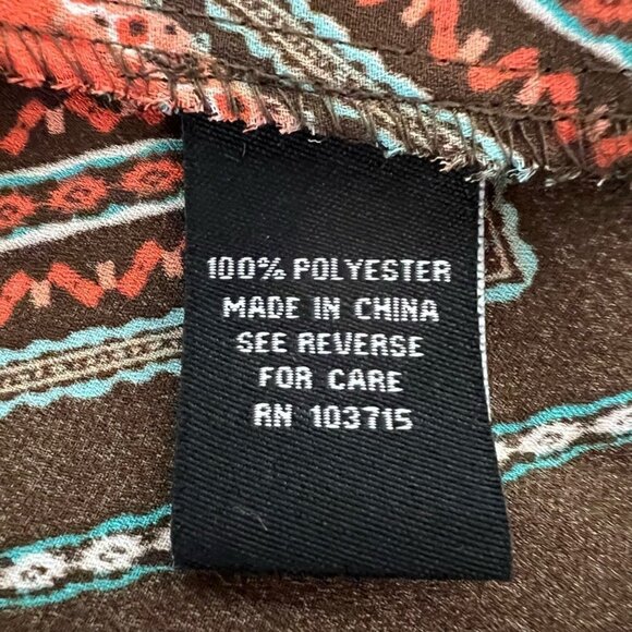 Zac & Rachel Womens Blouse Multicolor Chevron 3/4 Sleeve V Neck Shark Bite M - Picture 10 of 11